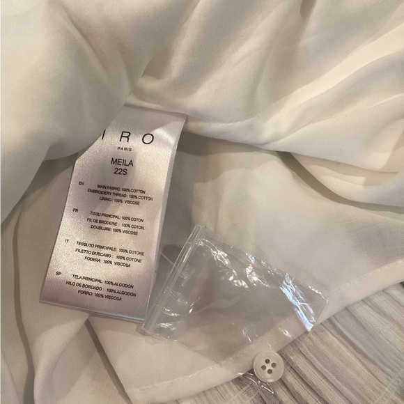 IRO Meila eyelet white cotton mini cold shoulder Longsleeve Mini dress 38 nwt - Picture 14 of 14